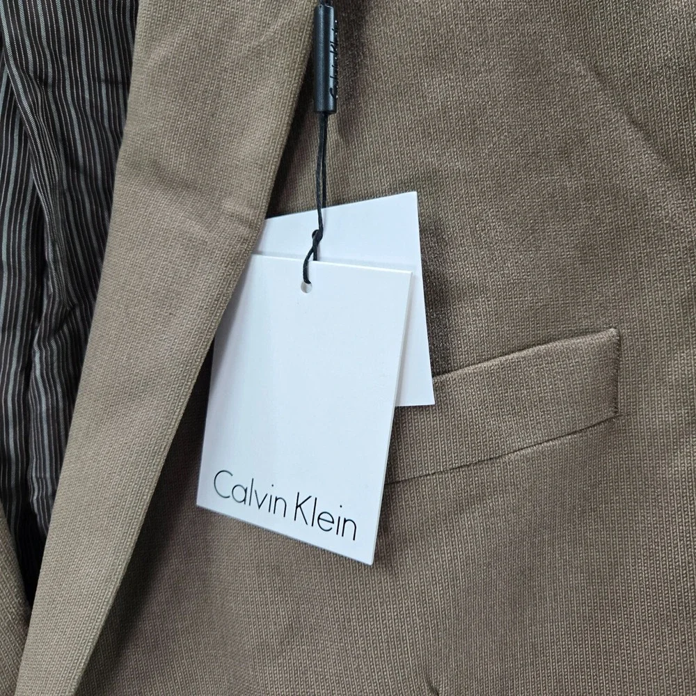 Calvin Klein Men Suit 44‎ Brown Blazer Two Button Slim Fit Pockets NWT